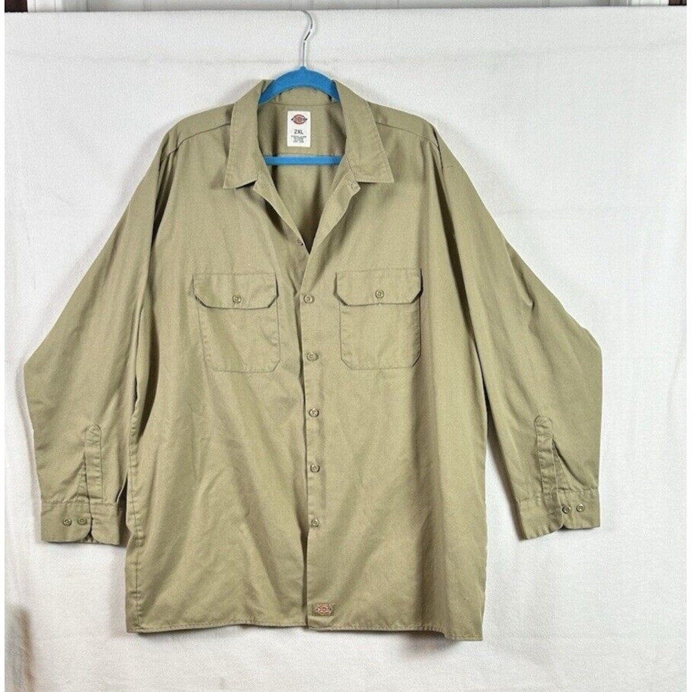 Dickies Work Shirt Men Long Sleeve‎ 2XL Khaki